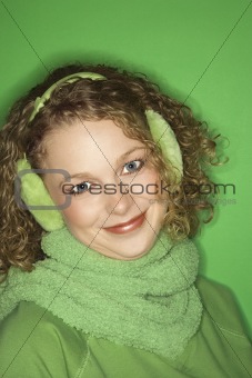 Young Caucasian woman wearing winter clothing.