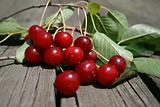 cherry on a wood table