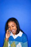 African-American teen girl talking on cellphone. 
