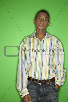 African-American teen boy portrait.