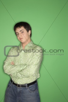 Caucasian teen boy portrait.