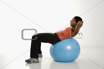 Woman doing crunches.