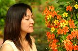 Chinese lady in garden