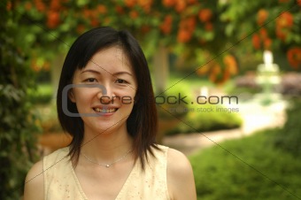 Chinese lady in garden