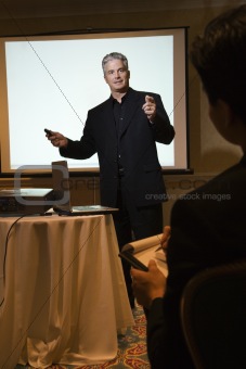 Businessman giving presentation.