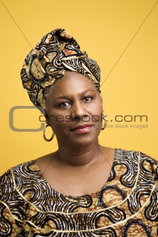 Woman dressed in African costume.
