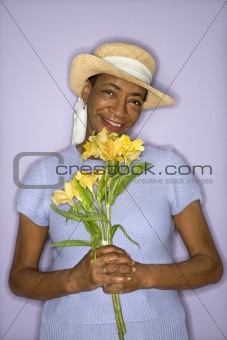 Woman with flowers.