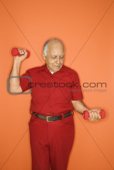 Man lifting hand weights.