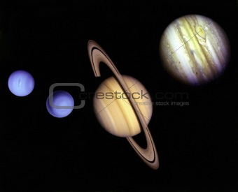 Planets in outer space.