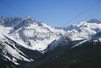 Scenic mountain landscape with snow.