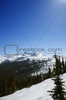 Scenic mountain landscape with snow.