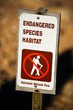 Endangered species habitat sign, Hawaii