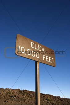 Elevation sign in Haleakala National Park in Maui, Hawaii.