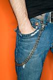 Man's jeans with wallet chain.