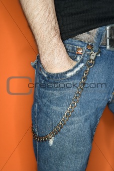 Man's jeans with wallet chain.