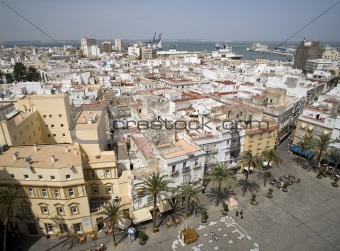 View from cathedral in Cadiz over main Plaza