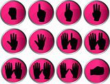 12 Pink Hand Buttons