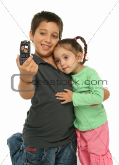 Boy taking a photo with a cell phone