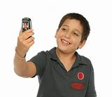 Boy taking a photo with a cell phone