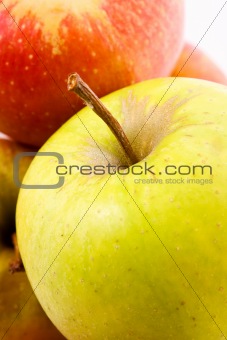red and green apple closeup