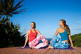 Women Doing Yoga Outdoors
