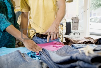 Woman and Man in Clothing Store
