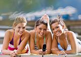 Friends text messaging with cell phone