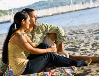 Couple enjoying beach