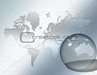 Glass sphere focus on Austrailia