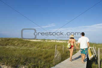 Couple on Beach Boardwalk