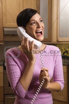Happy Woman Talking on Phone