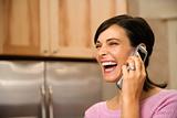 Woman on Cell Phone Laughing