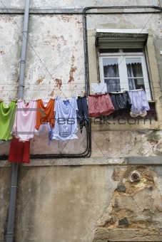 Laundry Drying on a Clothesline