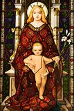 Stained Glass Window of Madonna and Child
