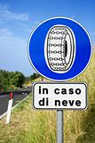 Sign on Rural Road in Italy