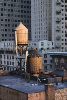 Rooftop Water Towers on NYC Buildings