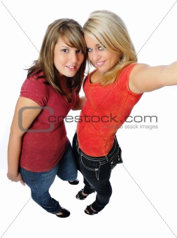 two friends posing together
