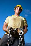 Construction Worker Holding Chain