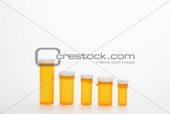 Empty Yellow Medicine Bottles. Isoated
