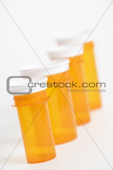 Empty Yellow Medicine Bottles. Isolated