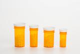 Yellow Medicine Bottles With Pills. Isoated