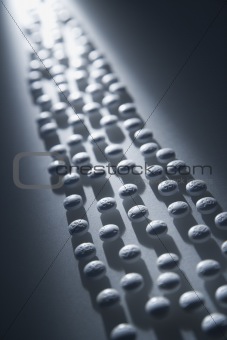 Lined Up White Pills