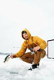 Man Ice Fishing