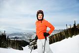 Female Skier on Ski Slope