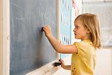 Girl Doing Math on Blackboard