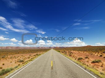 Two Lane Highway Through Desert