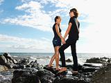 Attractive Young Couple on Rocks