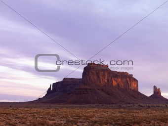 Mesa in Monument Valley at Dusk