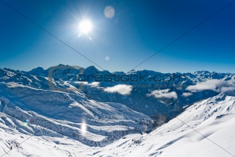 Panorama of winter mountains