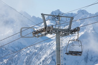 Empty chairlift in mountains